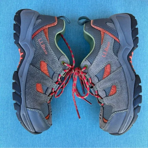 L.L. Bean Kids Trail Model Hiking Shoes - gray/orange/green - size 4 - Picture 5 of 11